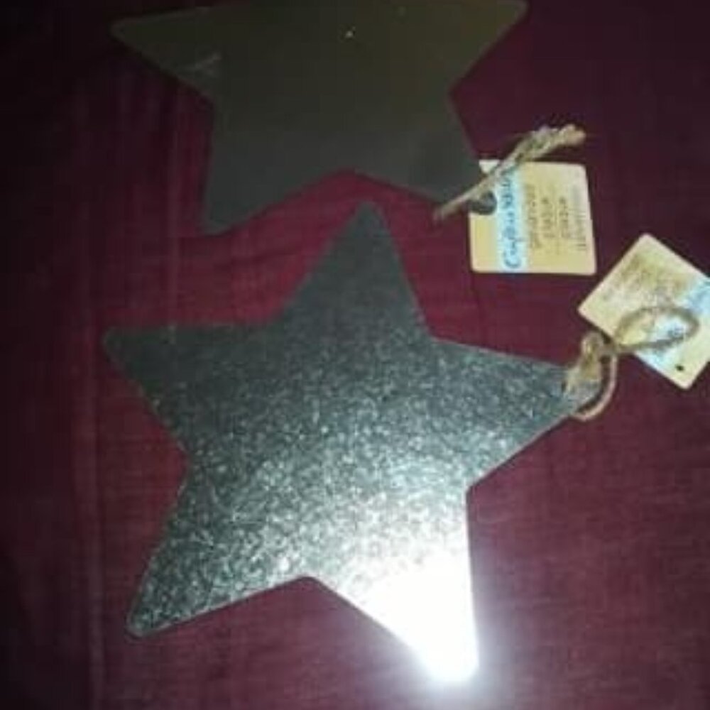 x2 Galvanized Star Steel Silver Sign Plaque School Store Home Building Projects